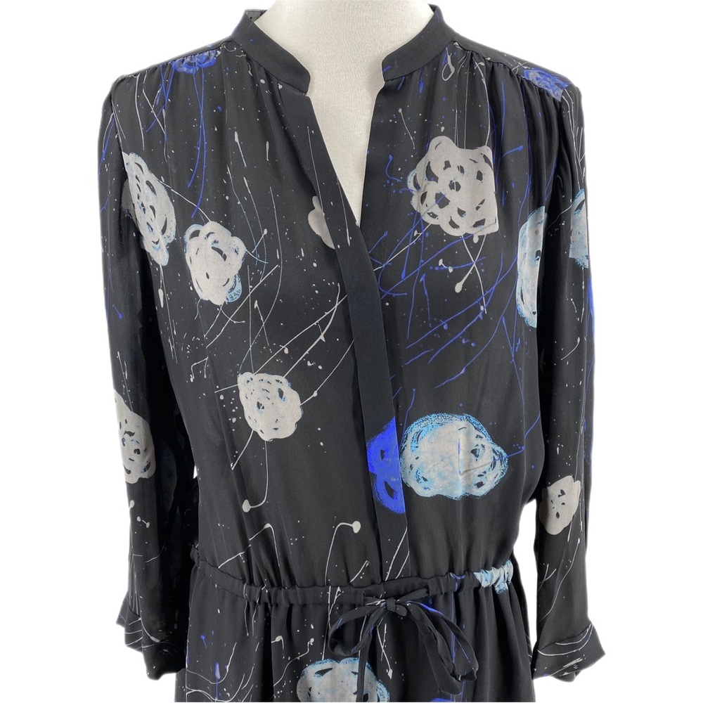 Babaton Black Patterned Button Up Long Sleeve Dress - Picture 2 of 7